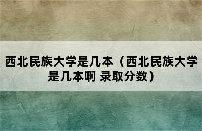 西北民族大学是几本（西北民族大学是几本啊 录取分数）